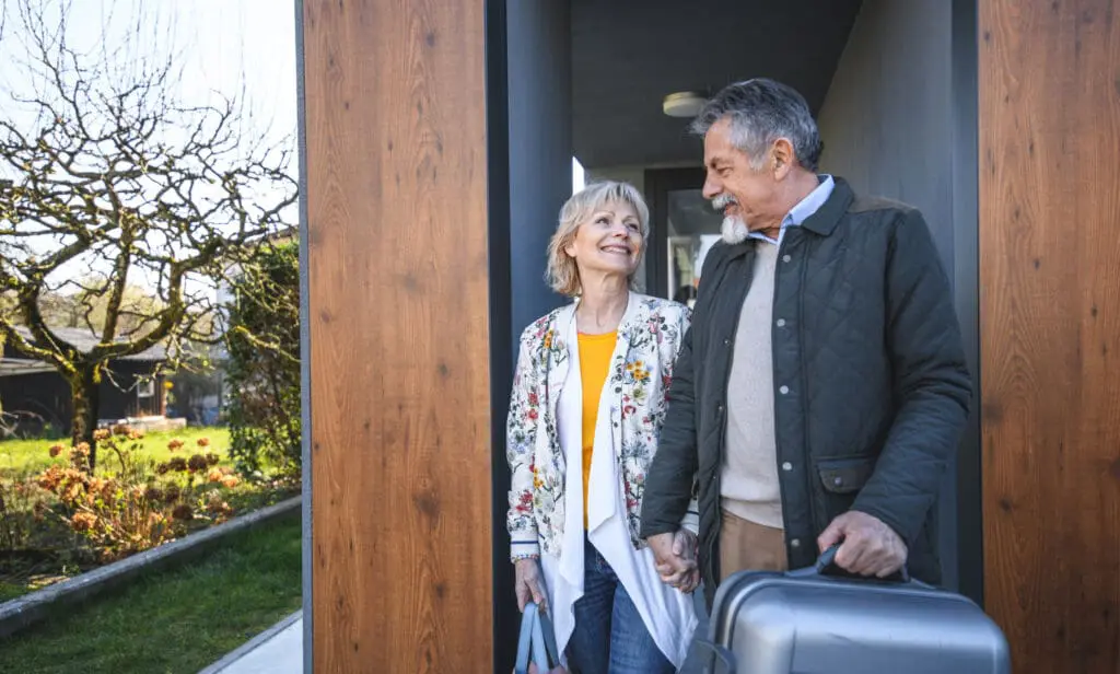 Seniors leaving house for trip